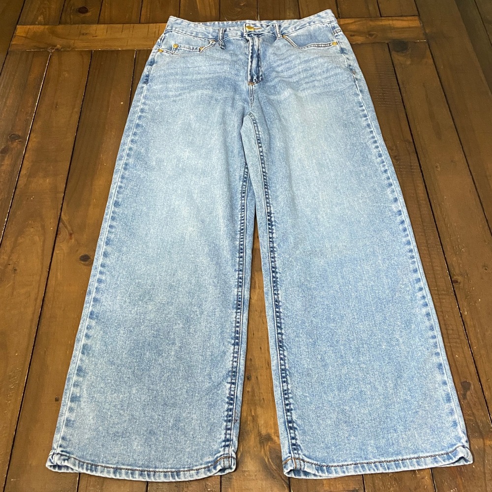 OAT New York Cloud Luxe Wide Leg Jeans Light Wash High Rise P01ZISW7 Size 8/29